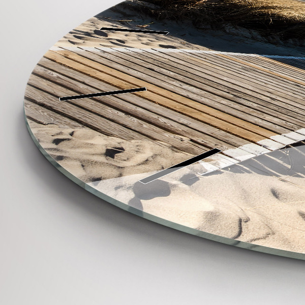 Round glass clock View of the beach