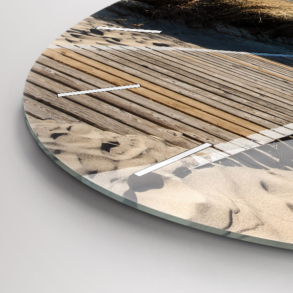 Round glass clock View of the beach