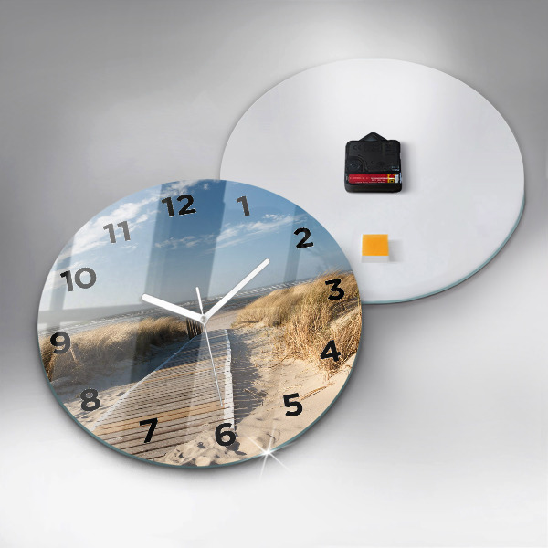 Round glass clock View of the beach