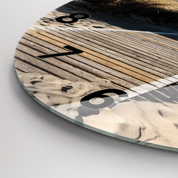 Round glass clock View of the beach