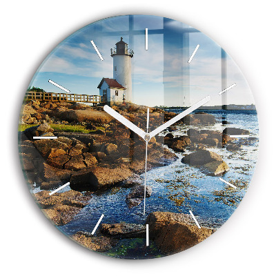 Round glass clock Annisquam Lighthouse