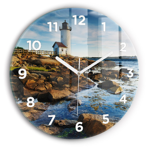 Round glass clock Annisquam Lighthouse