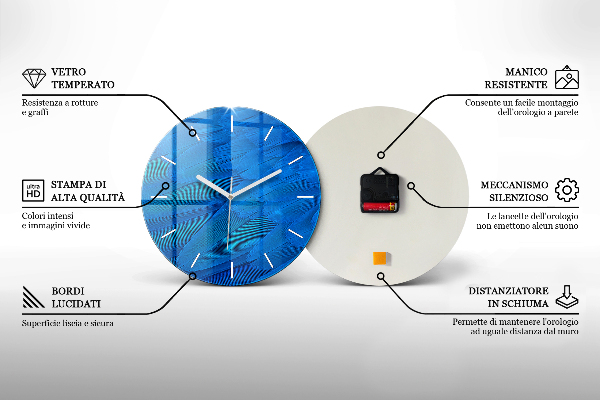 Round glass clock Sunrise and flowers