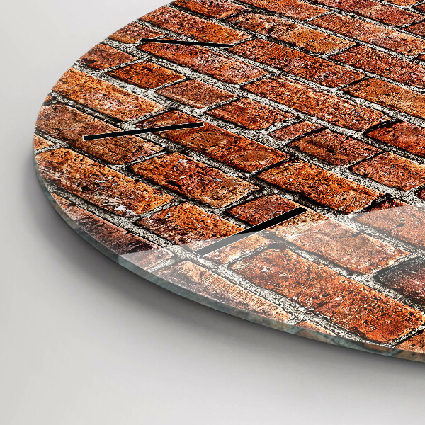 Round glass clock Old brick wall