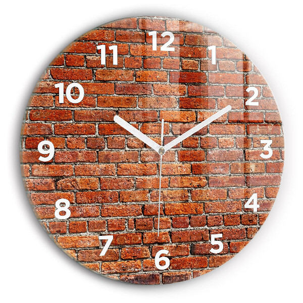 Round glass clock Old brick wall