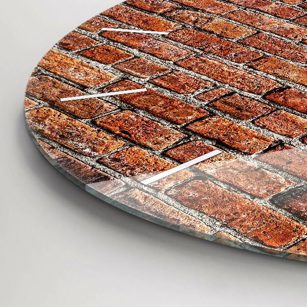 Round glass clock Old brick wall