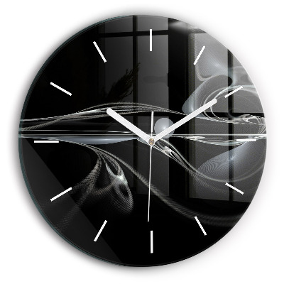 Round glass clock Abstract smoke