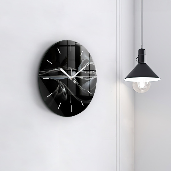 Round glass clock Abstract smoke
