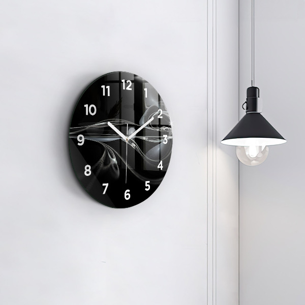 Round glass clock Abstract smoke