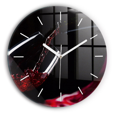 Round glass clock Red wine