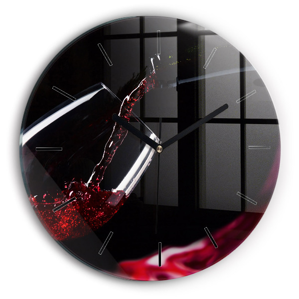 Round glass clock Red wine