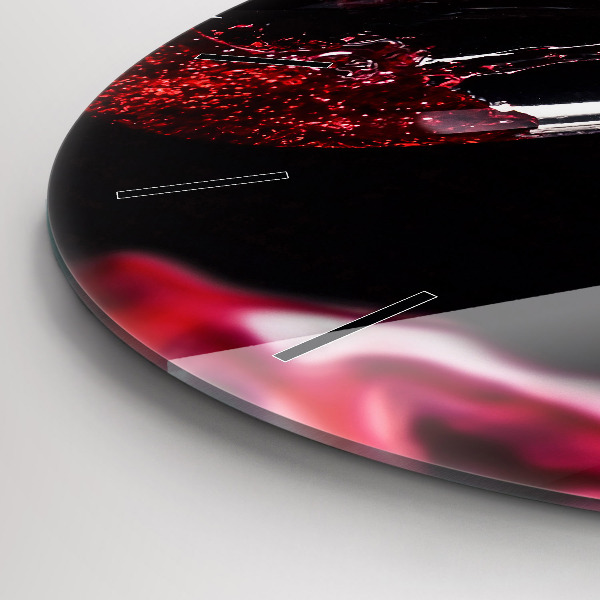 Round glass clock Red wine