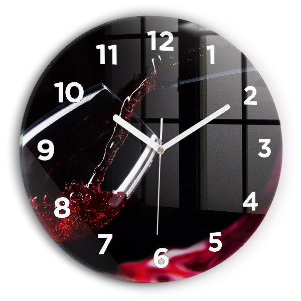 Round glass clock Red wine