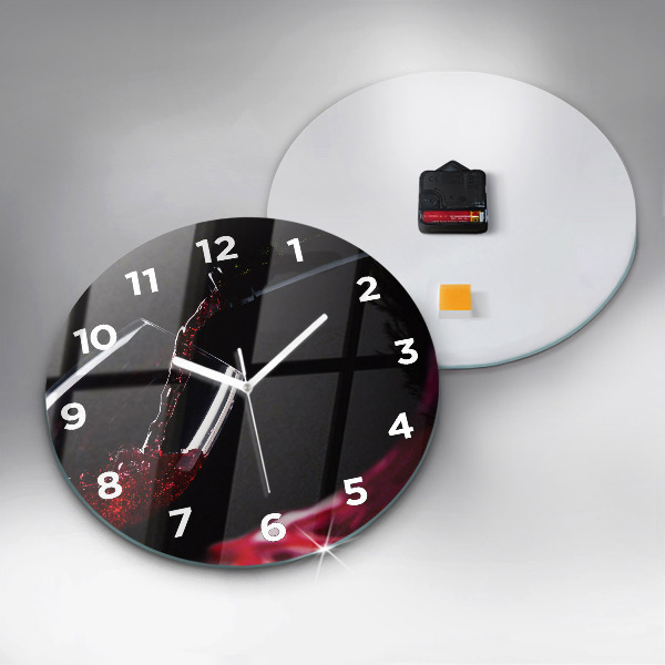 Round glass clock Red wine