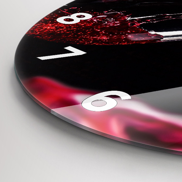 Round glass clock Red wine
