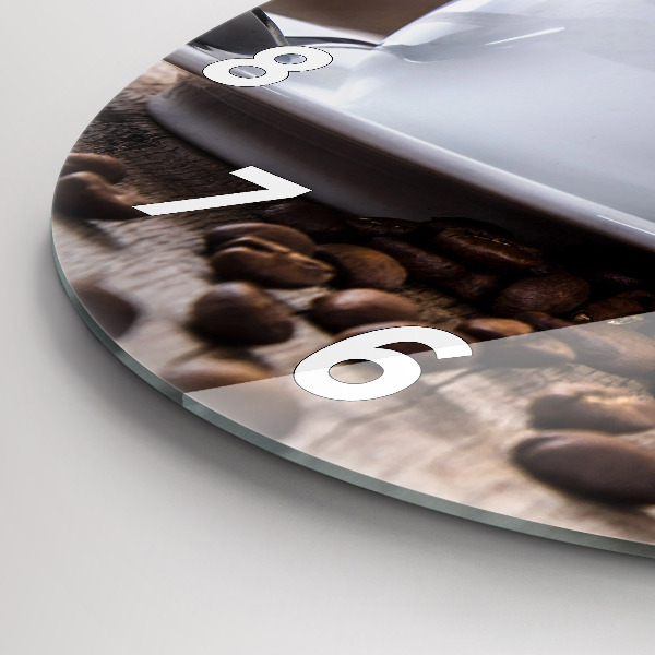 Round glass clock A cup of coffee