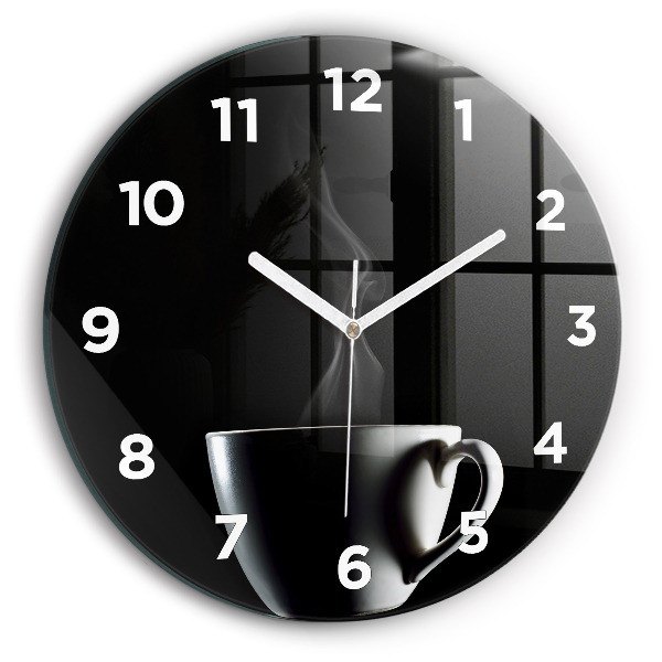 Round glass clock A cup of coffee