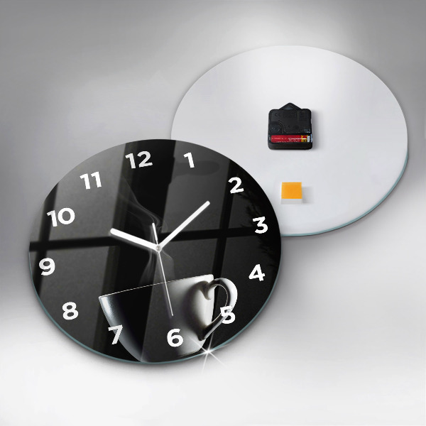 Round glass clock A cup of coffee