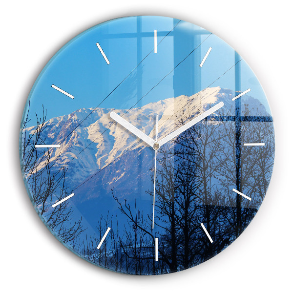Round glass clock Mountain view