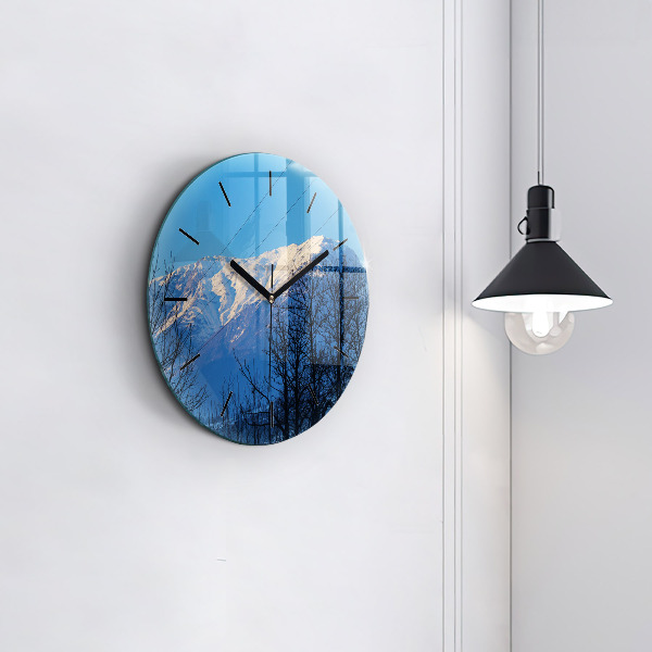 Round glass clock Mountain view