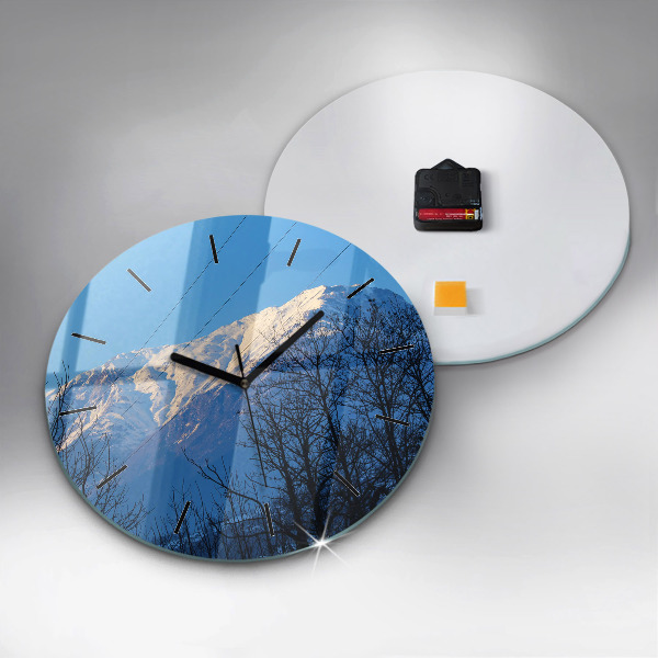 Round glass clock Mountain view