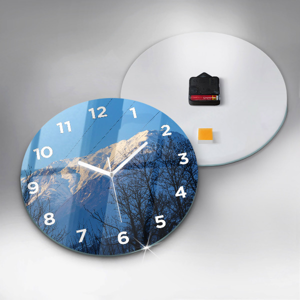 Round glass clock Mountain view