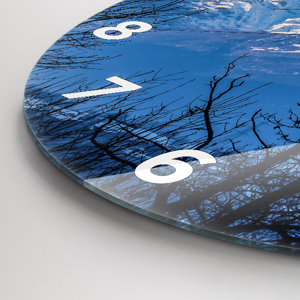 Round glass clock Mountain view