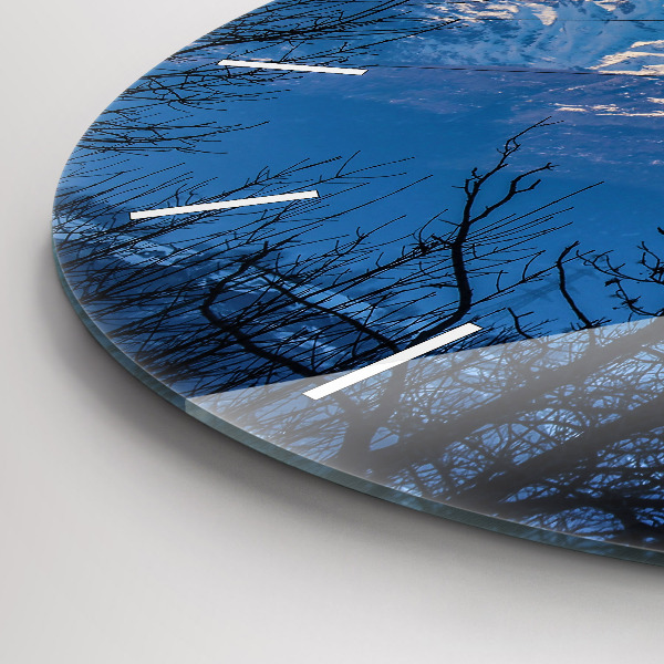 Round glass clock Mountain view