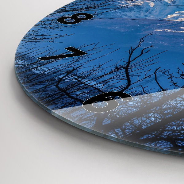 Round glass clock Mountain view