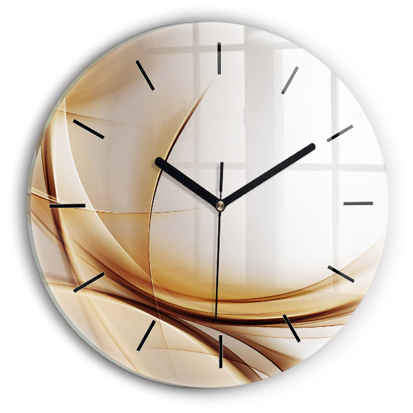 Round glass clock Golden abstraction