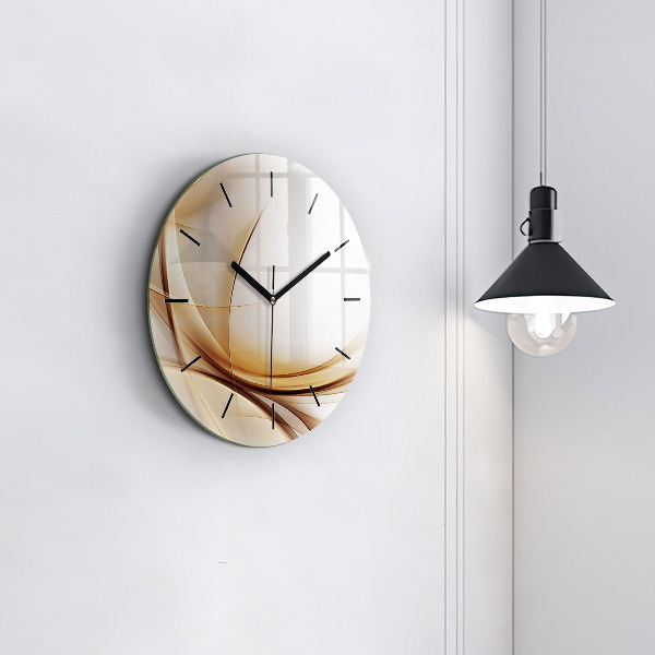 Round glass clock Golden abstraction