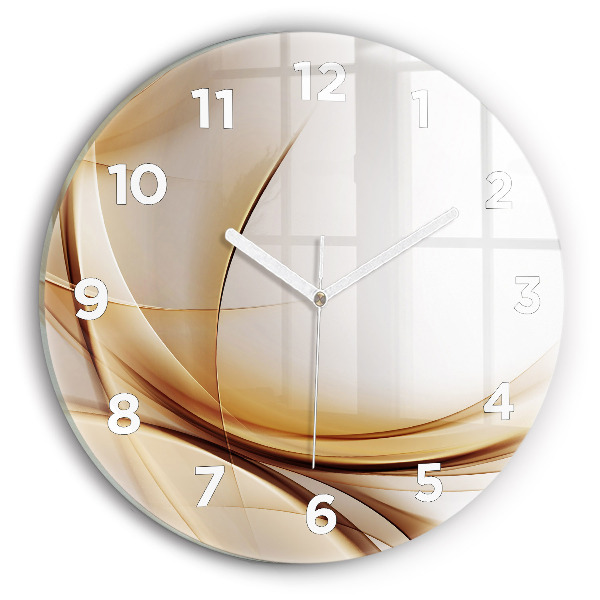 Round glass clock Golden abstraction