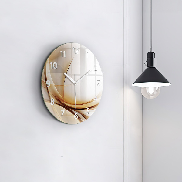 Round glass clock Golden abstraction