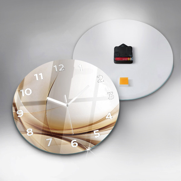 Round glass clock Golden abstraction