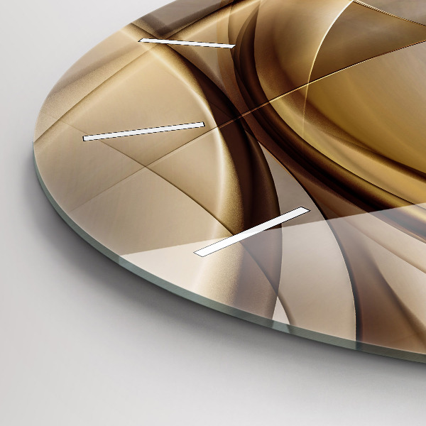 Round glass clock Golden abstraction