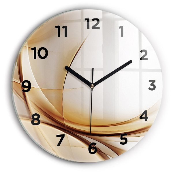 Round glass clock Golden abstraction