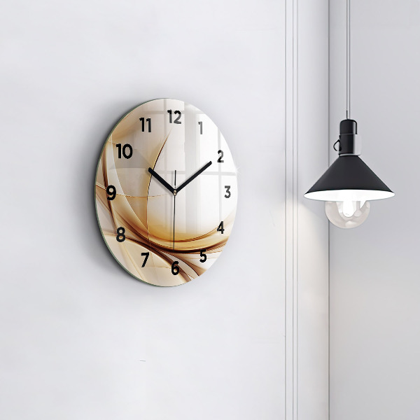 Round glass clock Golden abstraction