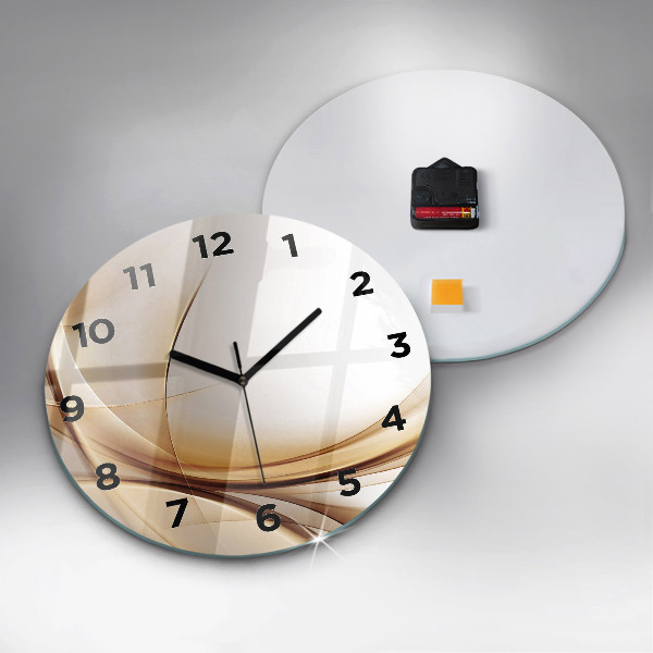 Round glass clock Golden abstraction