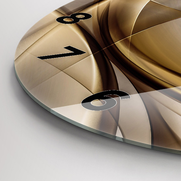 Round glass clock Golden abstraction
