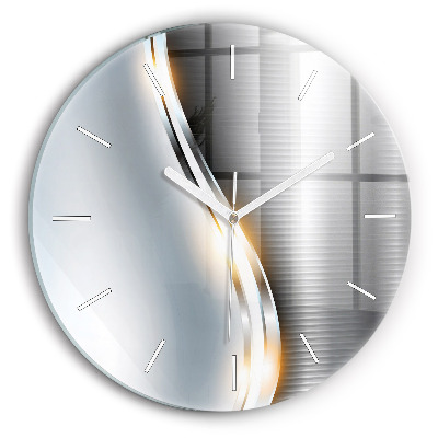 Round glass clock Metal Abstraction