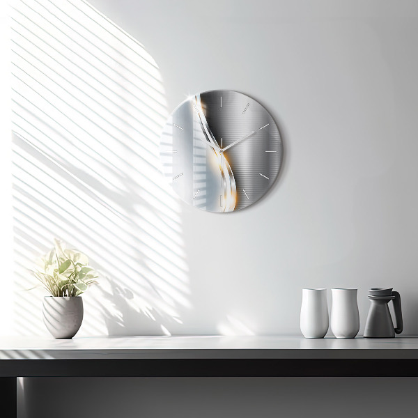 Round glass clock Metal Abstraction