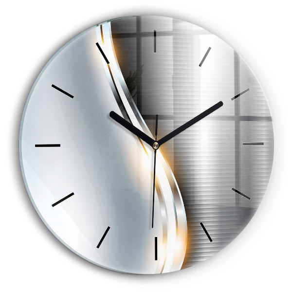 Round glass clock Metal Abstraction