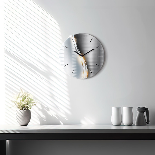 Round glass clock Metal Abstraction