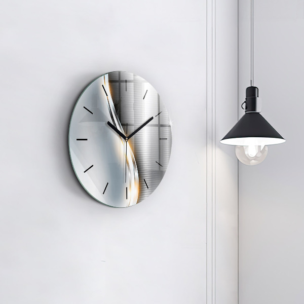 Round glass clock Metal Abstraction