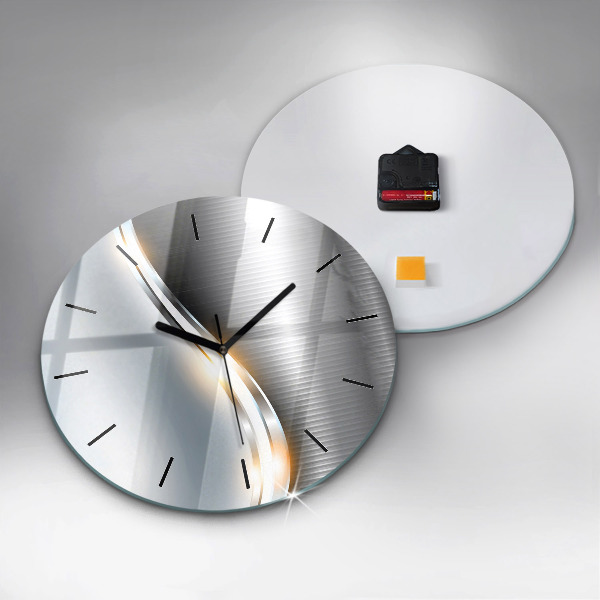 Round glass clock Metal Abstraction