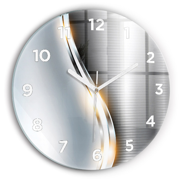 Round glass clock Metal Abstraction