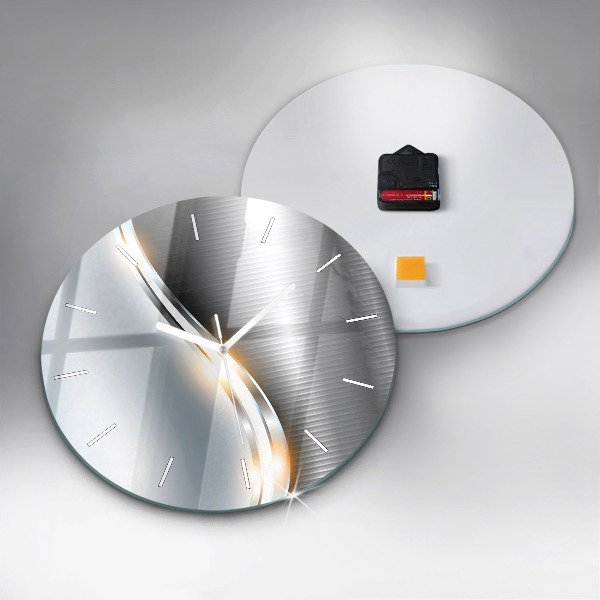 Round glass clock Metal Abstraction