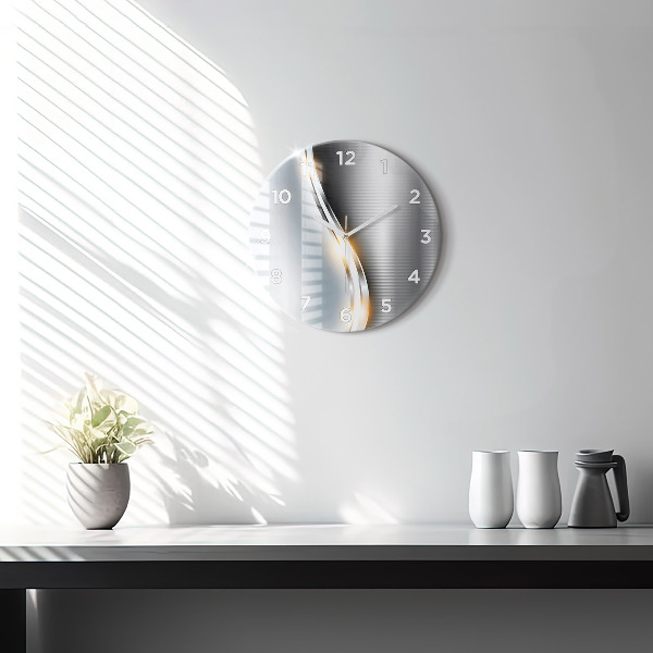 Round glass clock Metal Abstraction