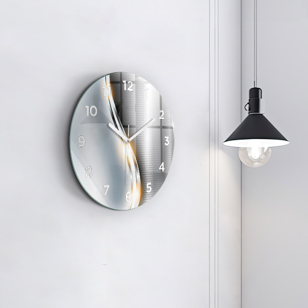 Round glass clock Metal Abstraction