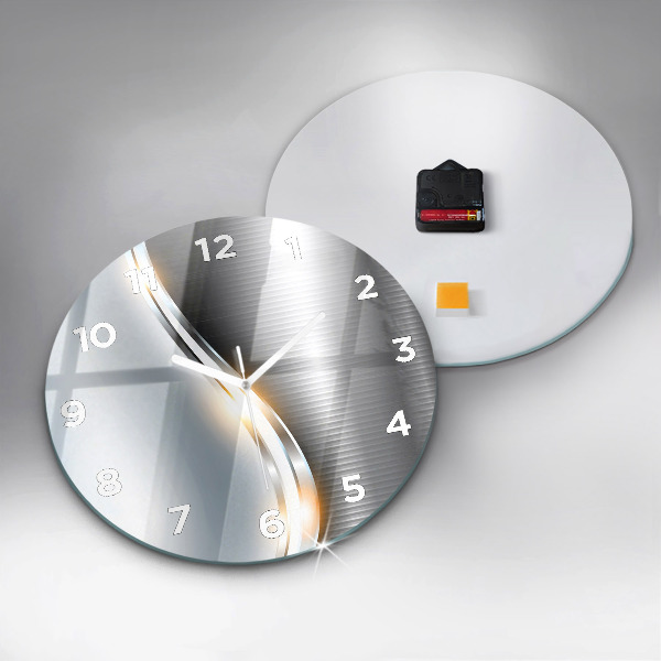 Round glass clock Metal Abstraction